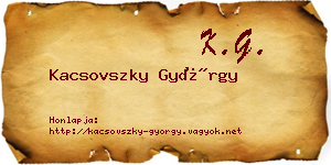 Kacsovszky György névjegykártya